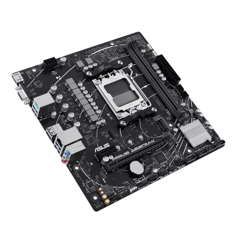 ASUS PRIME A620M-K mATX Motherboard, AMD AM5 Socket, AMD A620 Chipset, 2x DIMM DDR5 ASUS PRIME A620M-K mATX Motherboard, AMD AM5 Socket, AMD A620 Chipset, 2x DIMM DDR5